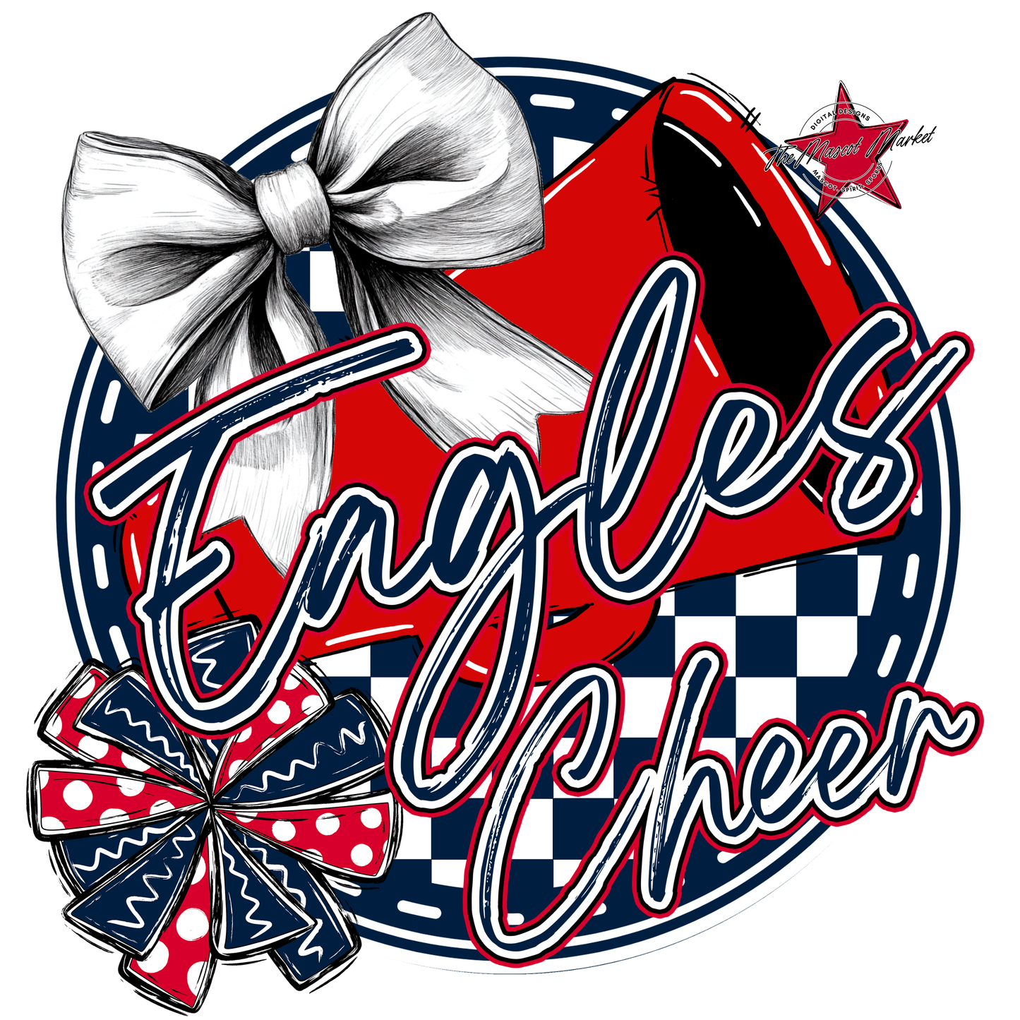 Eagles Circle Cheer Design-Navy-Red