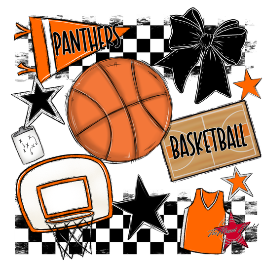 Panthers Checkers Basketball Spirit Design-Orange