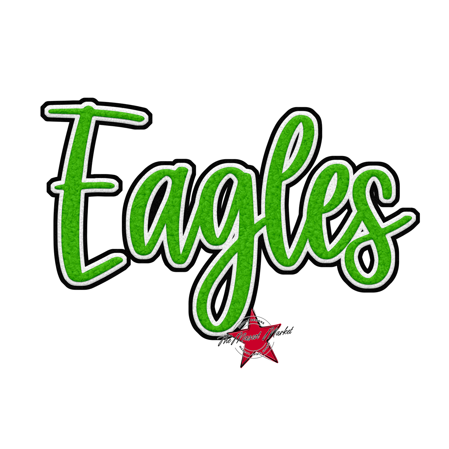 Eagles Faux Chenille Patch-Bright Green