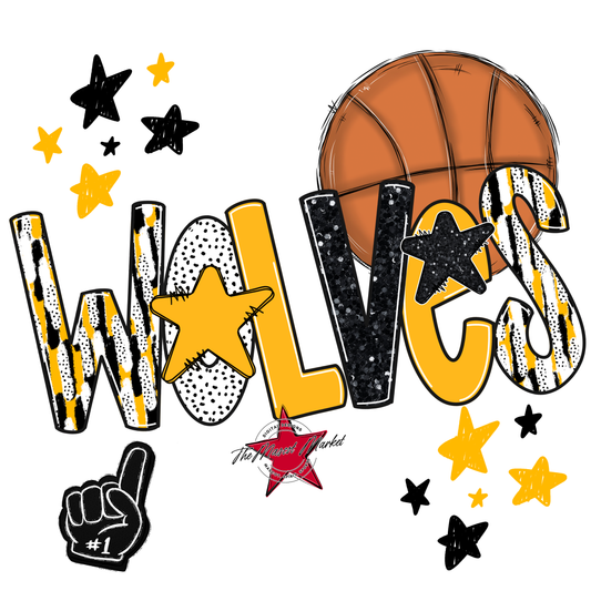 Wolves Basketball Scrape-Yellow