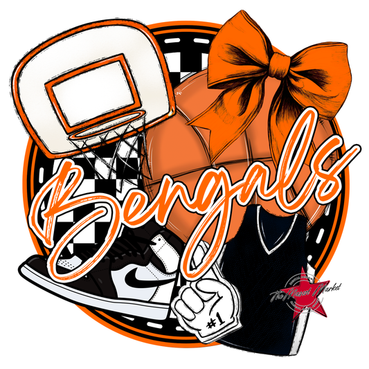 Bengals Circle Basketball Design-Orange