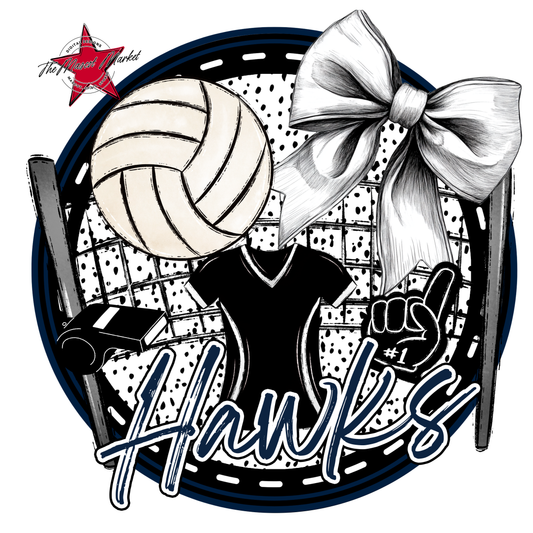 Hawks Circle Volleyball Design-Navy