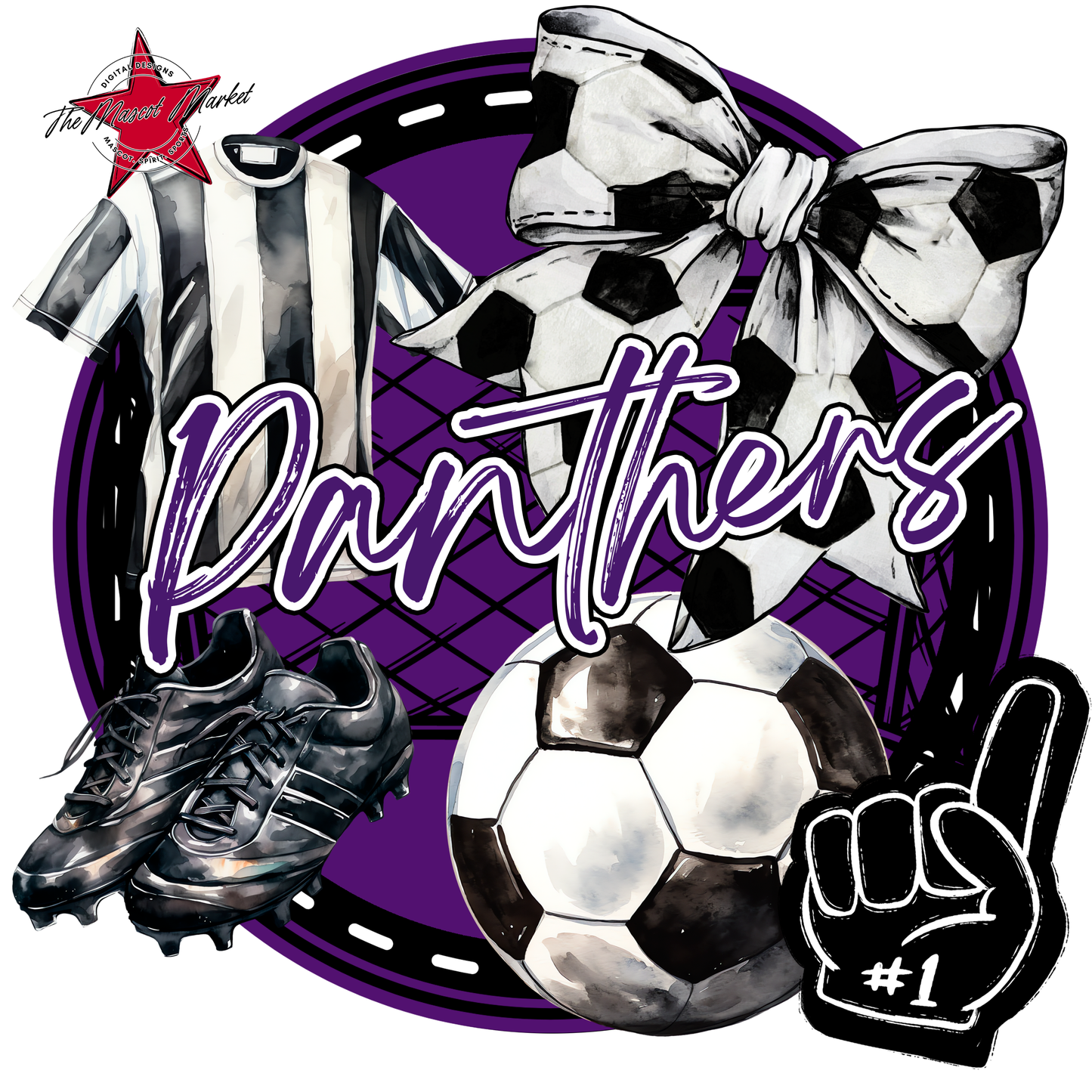 Panthers Circle Soccer Design-Purple