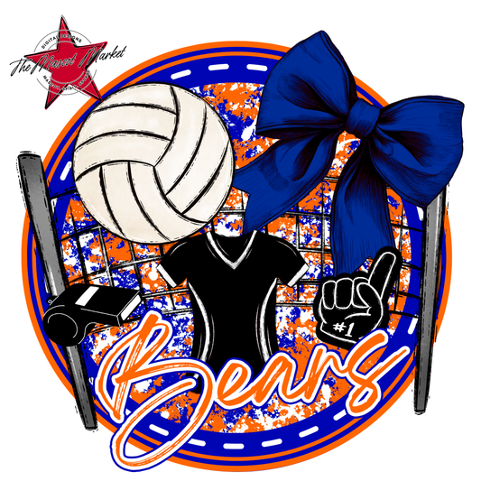 Bears Circle Volleyball Design-Blue-Orange