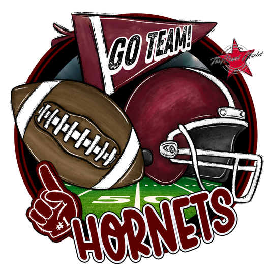 Hornets Circle Football Design-Maroon