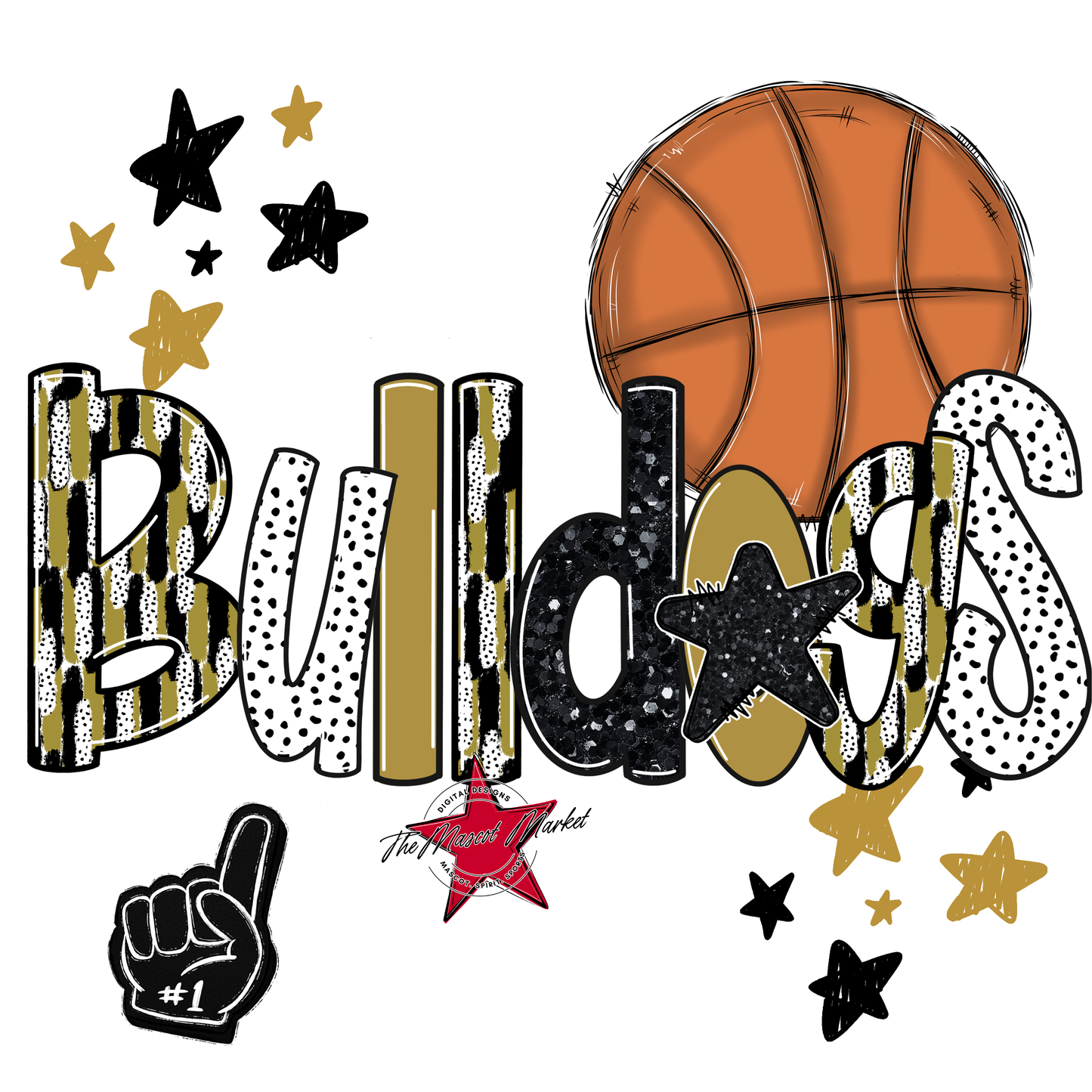 Bulldogs Basketball Scrape-Gold