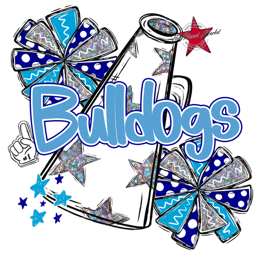 Bulldogs Alpha Megaphone Design-Blue-Carolina Blue