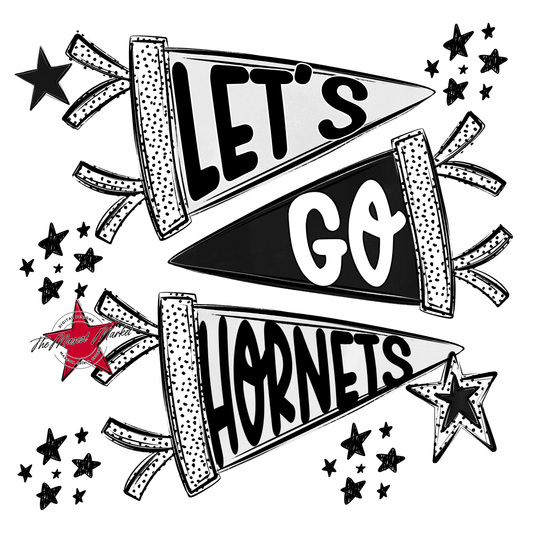 Hornets Let's Go Flag Design-Black