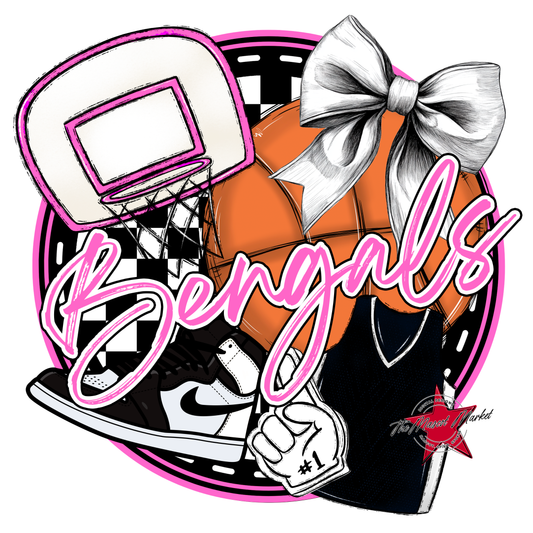 Bengals Circle Basketball Design-Baby Pink