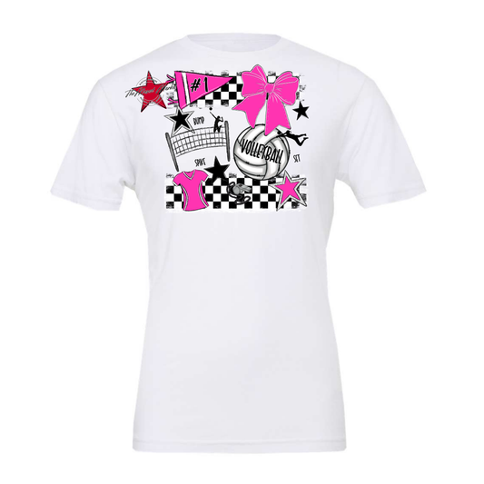 Volleyball Checkers Spirit Design-Pink