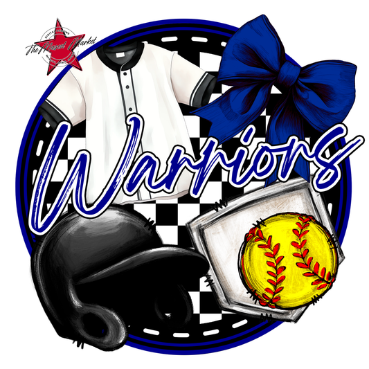 Warriors Circle Softball Design-Blue