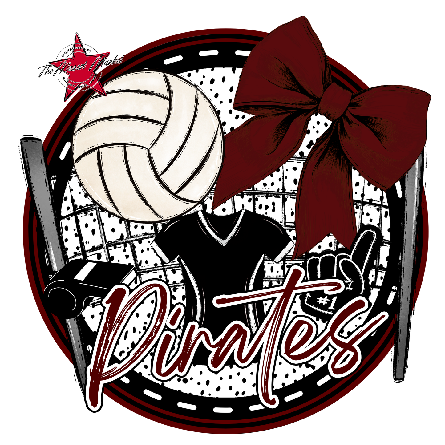 Pirates Circle Volleyball Design-Maroon