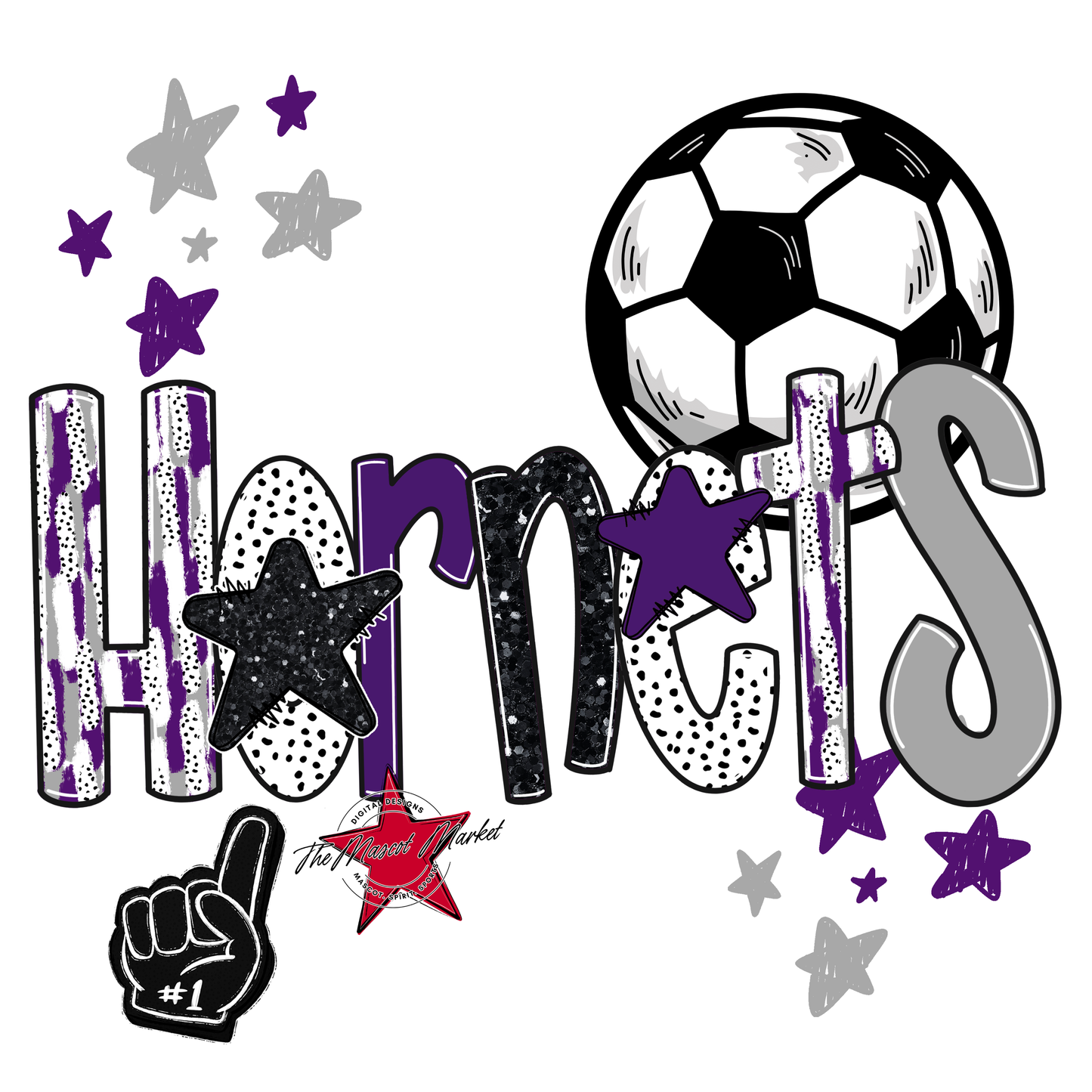 Hornets Soccer Scrape-Purple-Grey