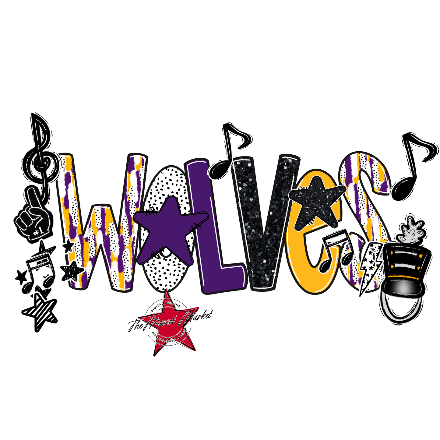 Wolves Band Scrape-Purple-Yellow