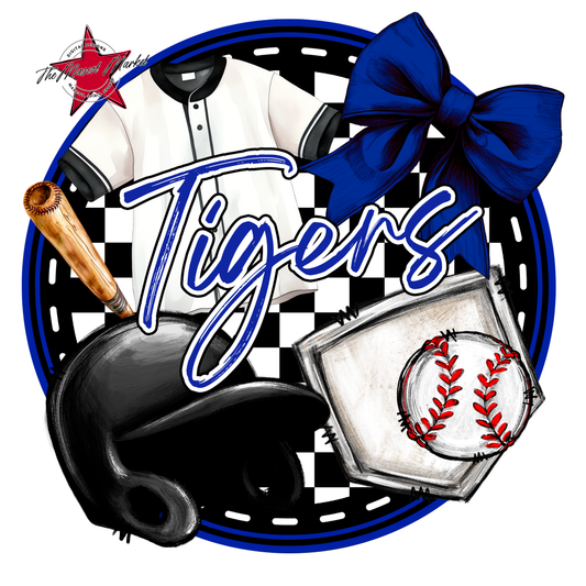 Tigers Circle Baseball Design-Royal Blue