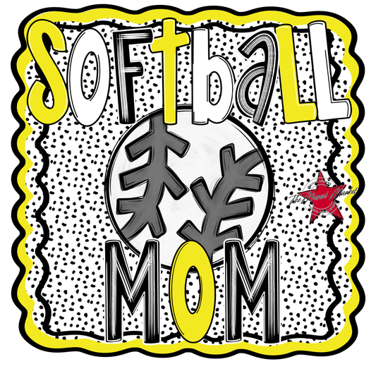 Softball Mom Dot Design-Bright Yellow