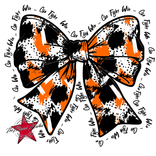 Go, Fight, Win, Splatter Bow Design-Orange