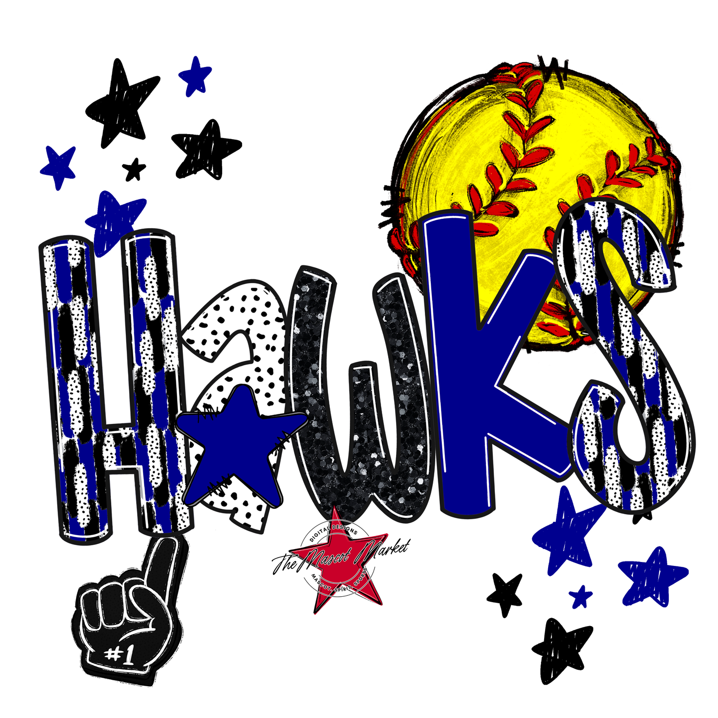Hawks Softball Scrape-Blue