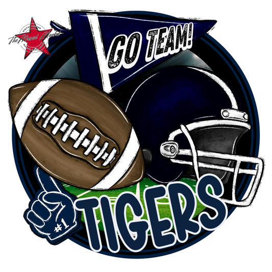 Tigers Circle Football Design-Navy