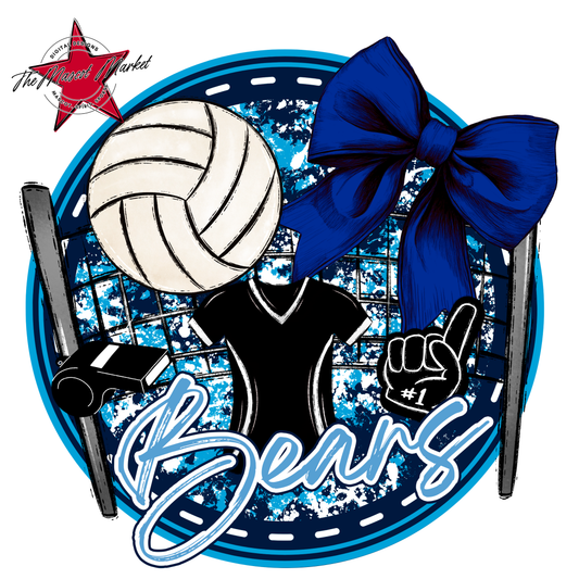Bears Circle Volleyball Design-Blue-Carolina Blue