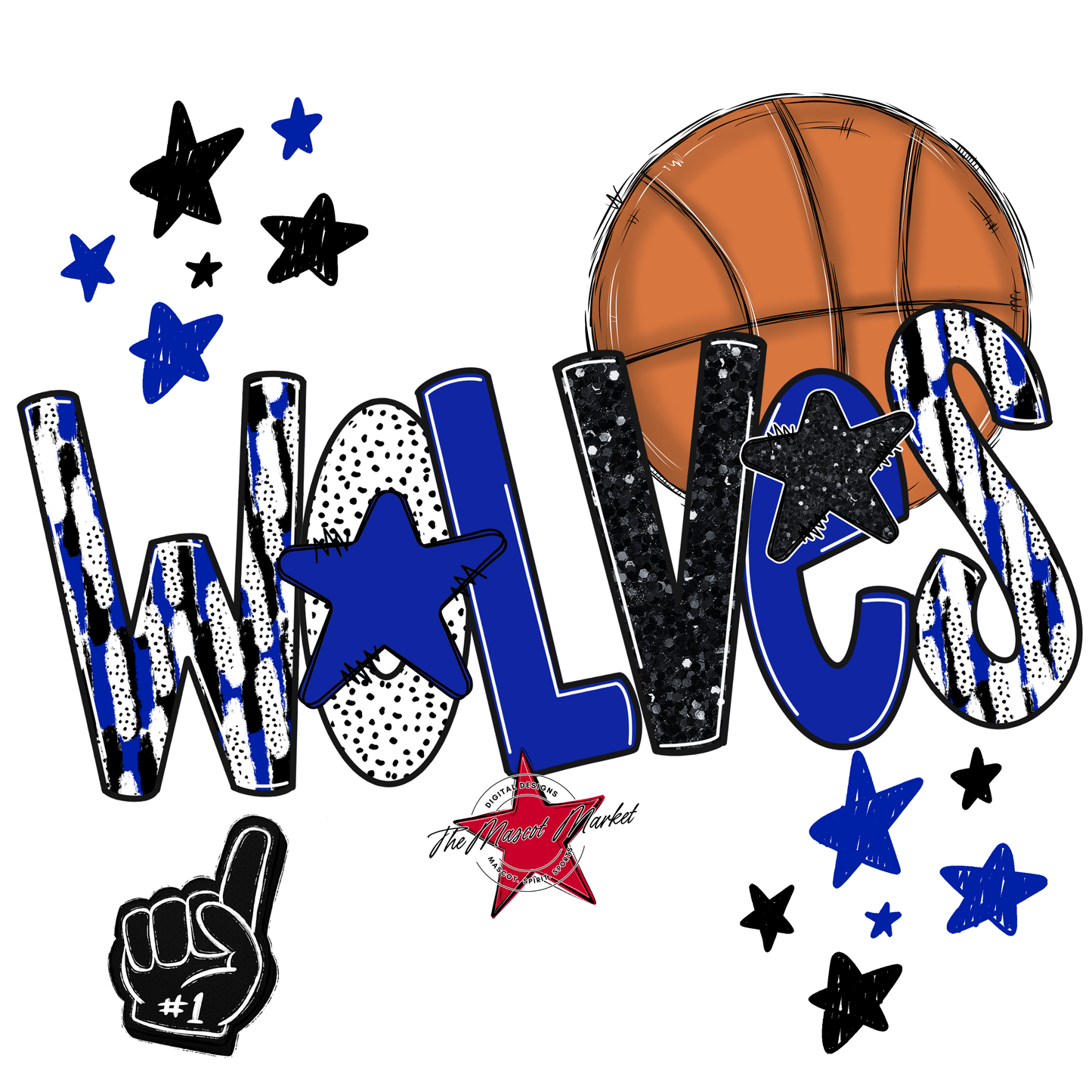 Wolves Basketball Scrape-Royal Blue