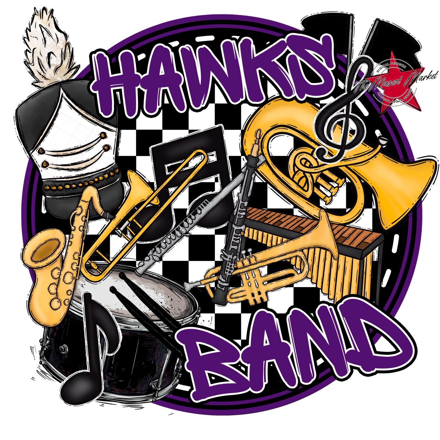 Hawks Circle Band Design-Purple