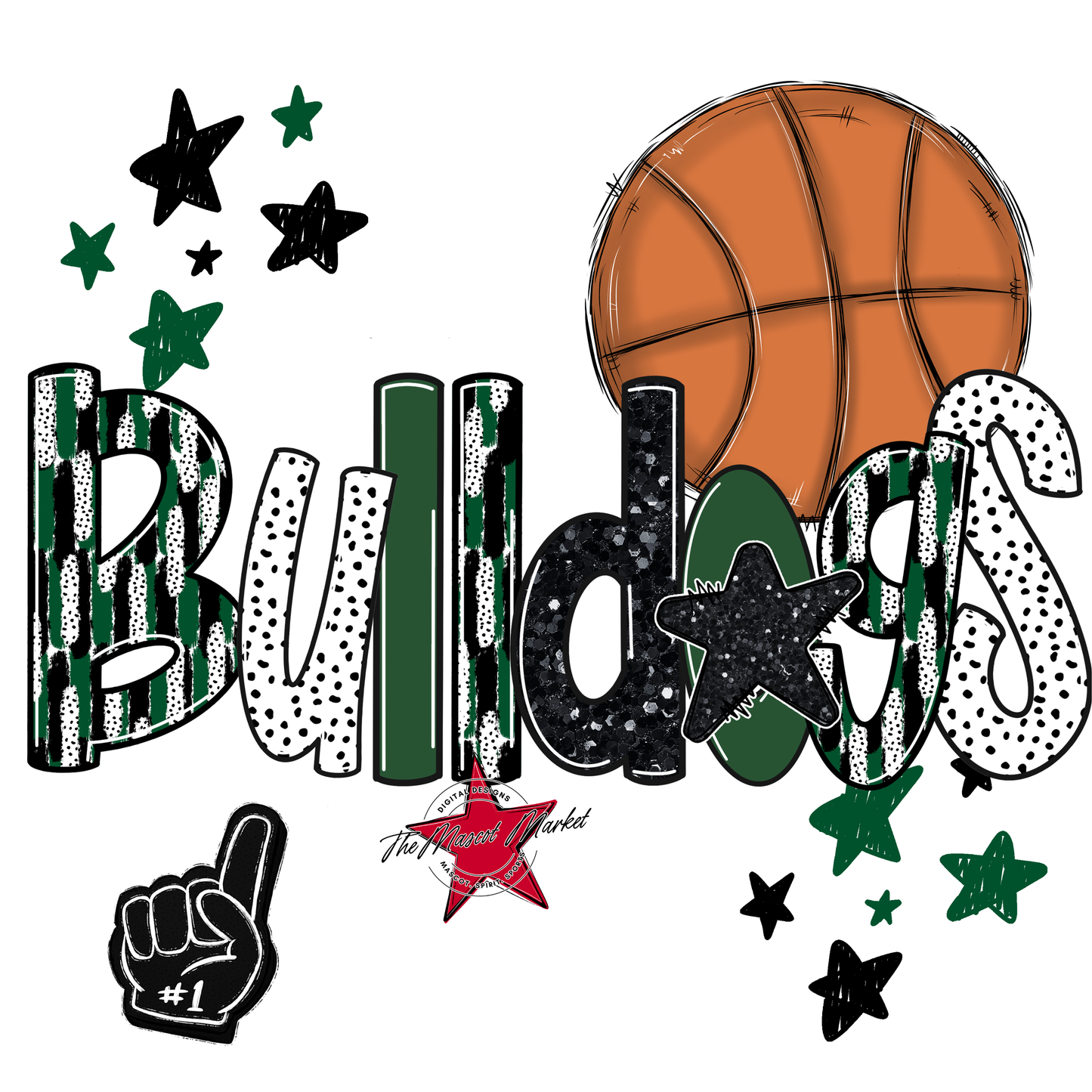 Bulldogs Basketball Scrape-Green