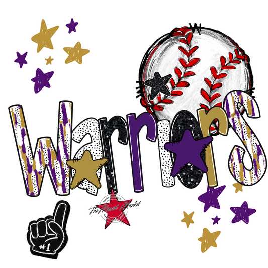 Warriors Baseball Scrape-Purple-Gold