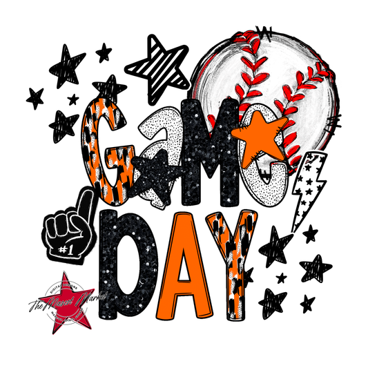 Baseball Game Day Scrape-Orange