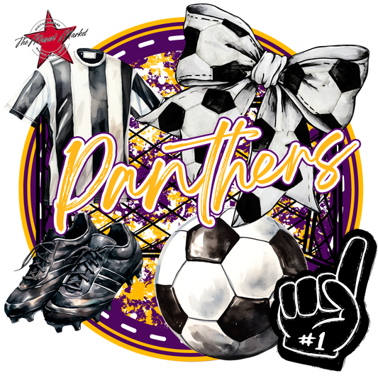 Panthers Circle Soccer Design-Purple-Yellow