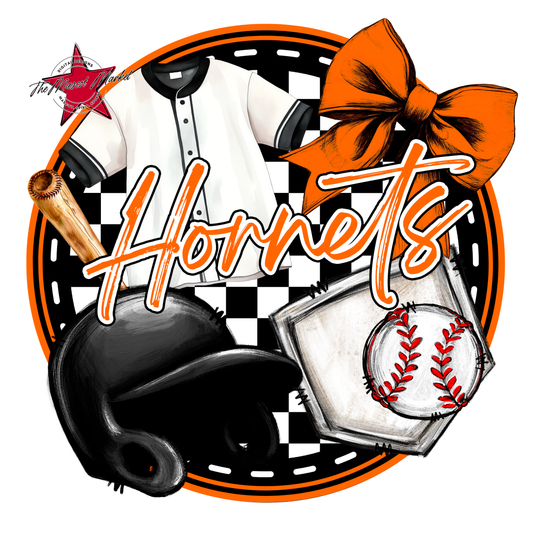 Hornets Circle Baseball Design-Orange