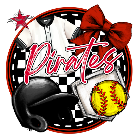 Pirates Circle Softball Design-Red