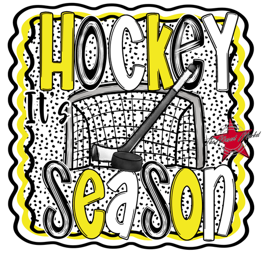It's Hockey Season Dot Design-Bright Yellow