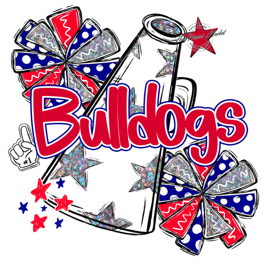Bulldogs Alpha Megaphone Design-Blue-Red