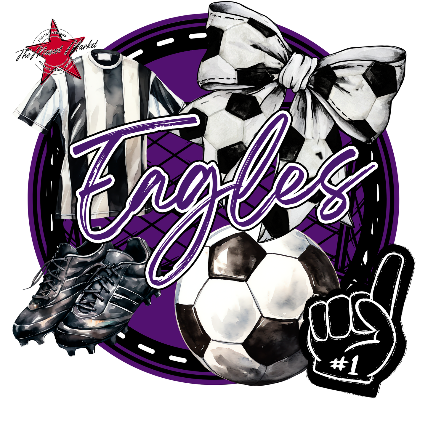 Eagles Circle Soccer Design-Purple