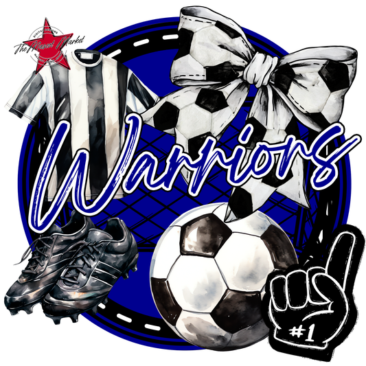 Warriors Circle Soccer Design-Blue