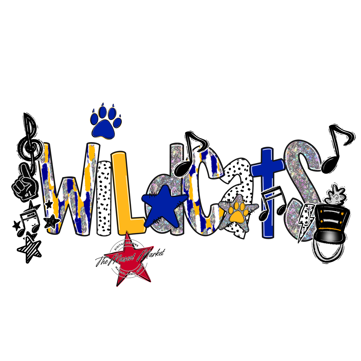 Wildcats Band Scrape-Blue-Yellow