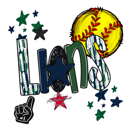 Lions Softball Scrape-Navy-Green