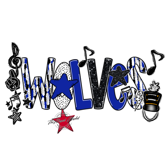 Wolves Band Scrape-Royal Blue