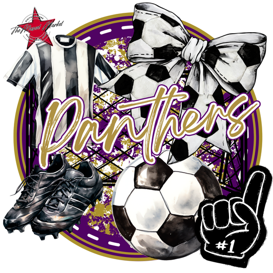 Panthers Circle Soccer Design-Purple-Gold