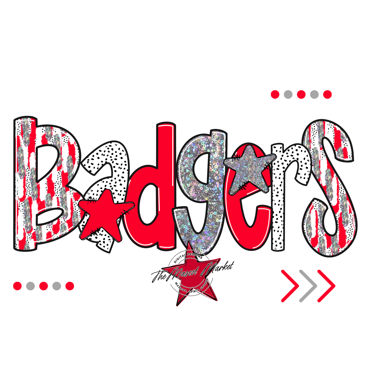 Badgers Brushstroke Alpha-Red-Holigraphic