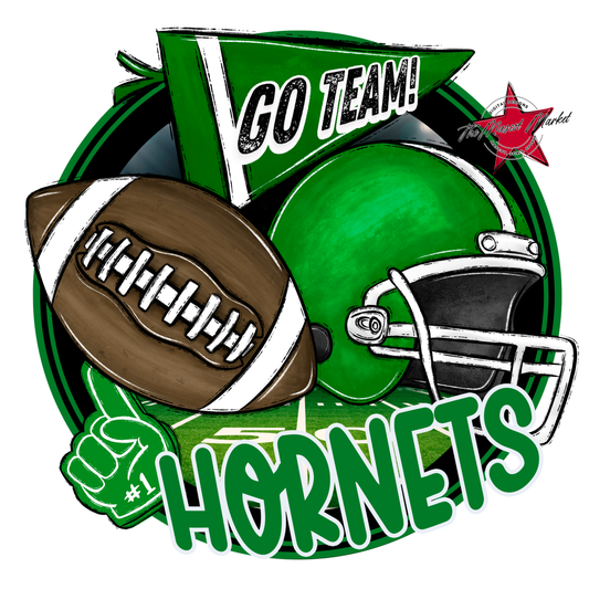 Hornets Circle Football Design-Bright Green