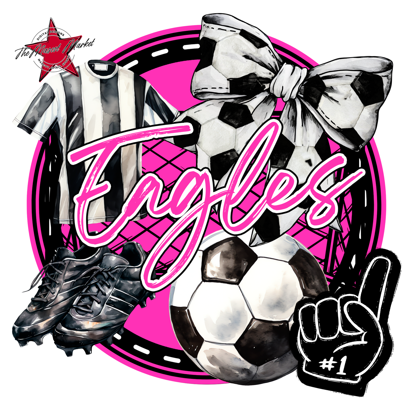 Eagles Circle Soccer Design-Pink
