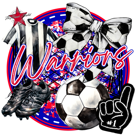 Warriors Circle Soccer Design-Blue-Red