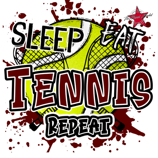 Eat Sleep Tennis Repeat-Maroon