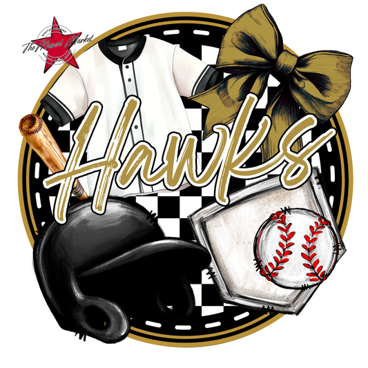 Hawks Circle Baseball Design-Gold