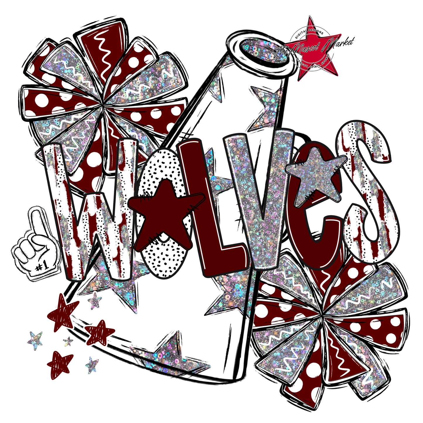 Wolves Cheer Megaphone Scrape-Maroon