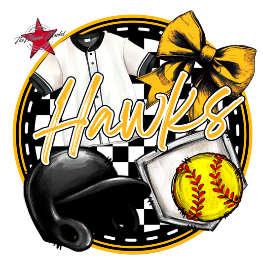 Hawks Circle Softball Design-Yellow