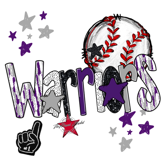 Warriors Baseball Scrape-Purple-Grey