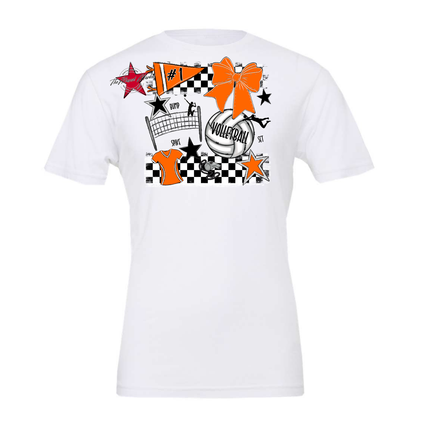 Volleyball Checkers Spirit Design-Orange